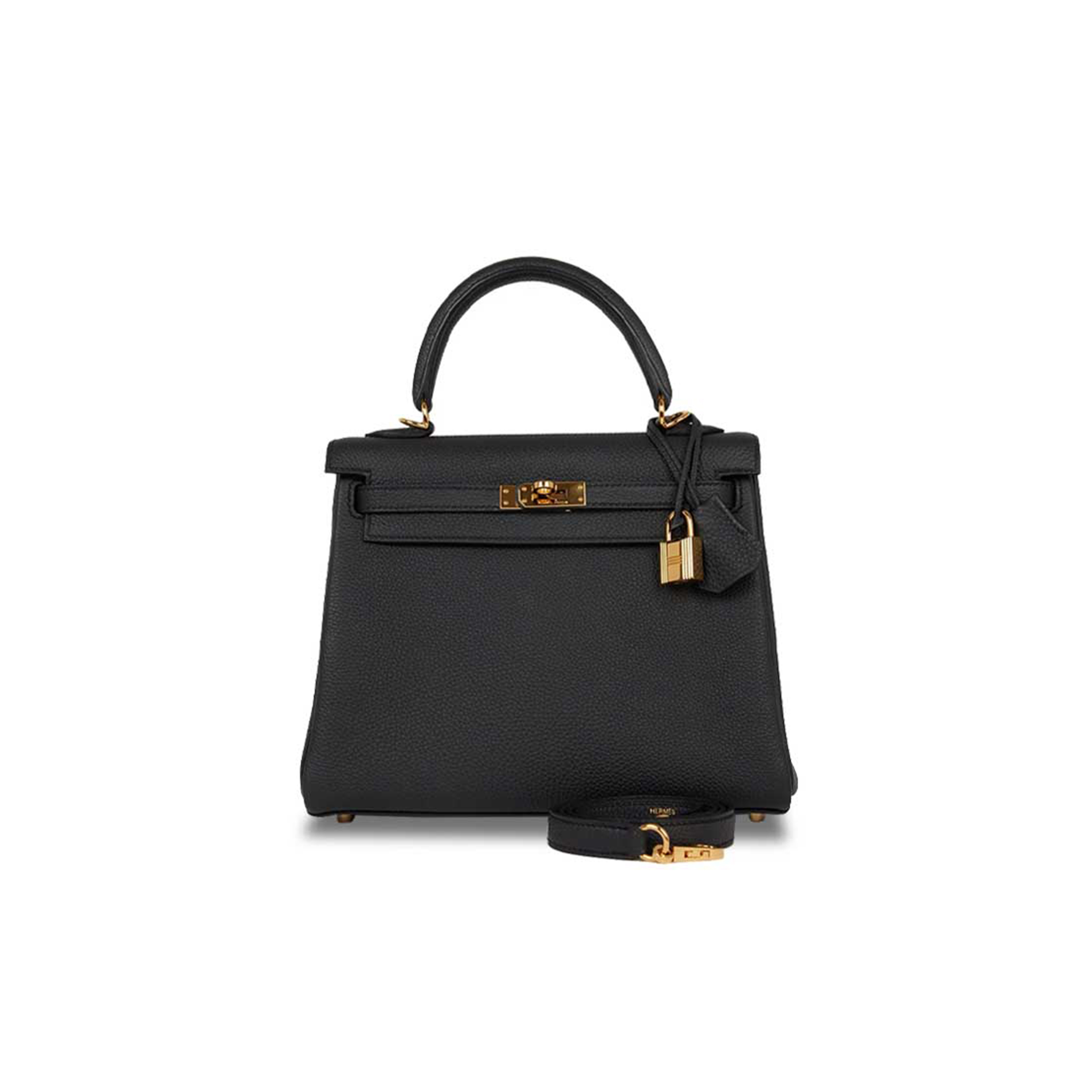 HERMÈS MASTER KELLY 25 RETOURNE BLACK TOGO GOLD HARDWARE (25*17*7cm)